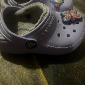 Crocs Size C7 Lavender Clip Clogs With Fur Lining Unisex‎ Kids